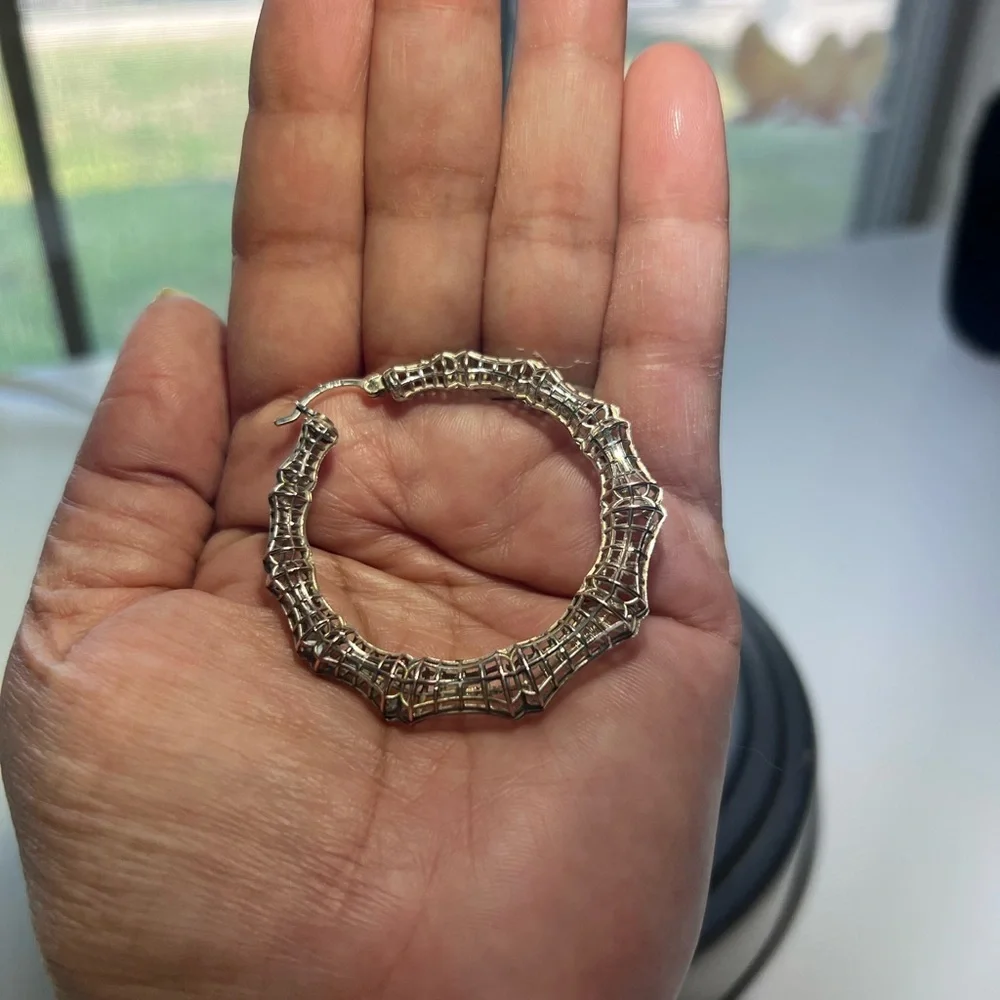 Silver Hoop Earrings - Picture 7 of 11